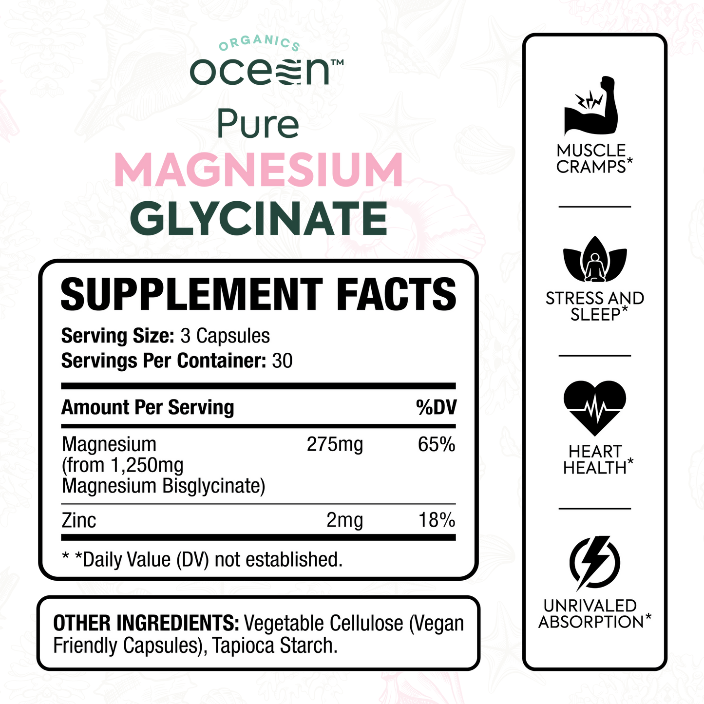 Organics Ocean Pure Magnesium Glycinate with Zinc 90 Capsule