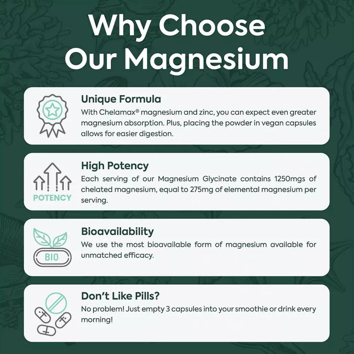 Ocean Organics Pure Magnesium Glycinate with Zinc for Women and Men 90 Capsule