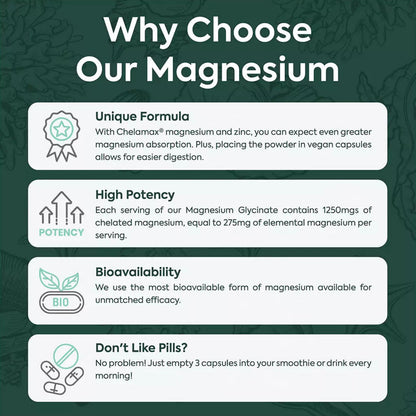 Ocean Organics Pure Magnesium Glycinate with Zinc for Women and Men 90 Capsule